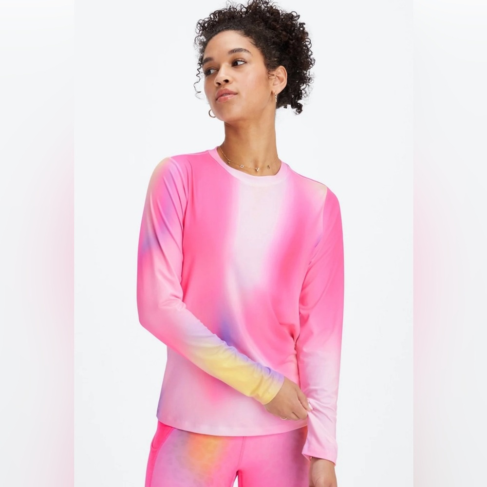 Fabletics Sz M Dry-Flex Long-Sleeve Tee Plush Pink Ombre